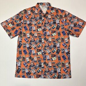 Detroit Tigers Shirt Adult 2XL XXL Orange Ticket AOP Button Up MLB Baseball Men